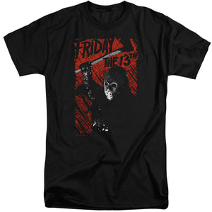 AN OFFCIALLY LICENSED FRIDAY THE 13TH JASON LIVES MEN'S TALL FIT T-SHIRT BLACK