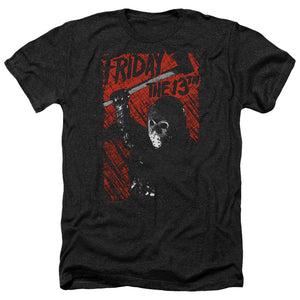 AN OFFCIALLY LICENSED FRIDAY THE 13TH JASON LIVES MEN'S HEATHER T-SHIRT CHARCOAL