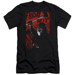 AN OFFCIALLY LICENSED FRIDAY THE 13TH JASON LIVES MEN'S PREMIUM SLIM FIT T-SHIRT BLACK