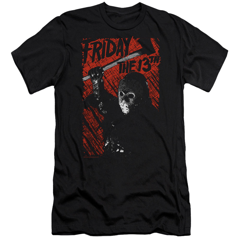 AN OFFCIALLY LICENSED FRIDAY THE 13TH JASON LIVES MEN'S PREMIUM SLIM FIT T-SHIRT BLACK