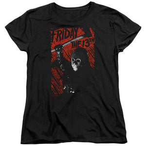 AN OFFCIALLY LICENSED FRIDAY THE 13TH JASON LIVES WOMEN'S REGULAR FIT T-SHIRT BLACK