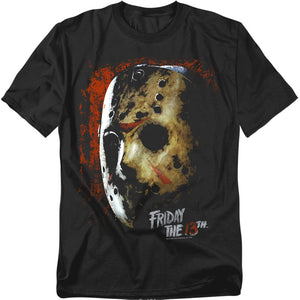 AN OFFCIALLY LICENSED FRIDAY THE 13TH MASK OF DEATH MEN'S REGULAR FIT T-SHIRT BLACK