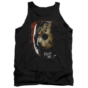AN OFFCIALLY LICENSED FRIDAY THE 13TH MASK OF DEATH ADULT UNISEX TANK TOP BLACK