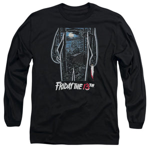 AN OFFCIALLY LICENSED FRIDAY THE 13TH 13TH POSTER MEN'S LONG SLEEVE T-SHIRT BLACK