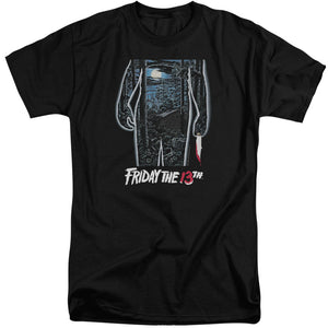 AN OFFCIALLY LICENSED FRIDAY THE 13TH 13TH POSTER MEN'S TALL FIT T-SHIRT BLACK