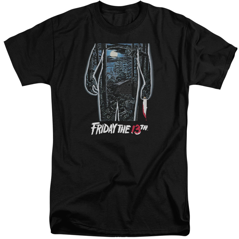 AN OFFCIALLY LICENSED FRIDAY THE 13TH 13TH POSTER MEN'S TALL FIT T-SHIRT BLACK