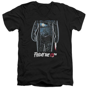 AN OFFCIALLY LICENSED FRIDAY THE 13TH 13TH POSTER MEN'S V-NECK T-SHIRT BLACK