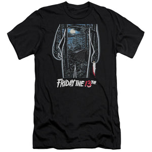 AN OFFCIALLY LICENSED FRIDAY THE 13TH 13TH POSTER MEN'S PREMIUM SLIM FIT T-SHIRT BLACK
