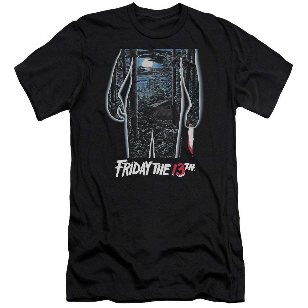 AN OFFCIALLY LICENSED FRIDAY THE 13TH 13TH POSTER MEN'S PREMIUM SLIM FIT T-SHIRT BLACK