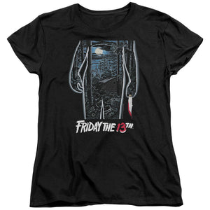 AN OFFCIALLY LICENSED FRIDAY THE 13TH 13TH POSTER WOMEN'S REGULAR FIT T-SHIRT BLACK