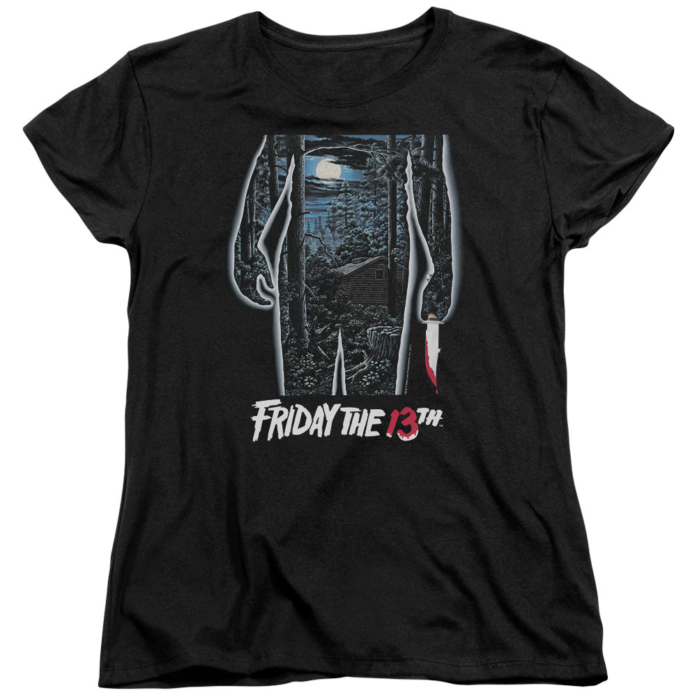 AN OFFCIALLY LICENSED FRIDAY THE 13TH 13TH POSTER WOMEN'S REGULAR FIT T-SHIRT BLACK