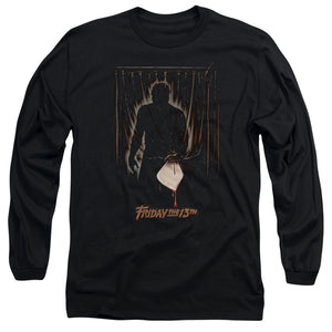 AN OFFCIALLY LICENSED FRIDAY THE 13TH PART 3 POSTER MEN'S LONG SLEEVE T-SHIRT BLACK