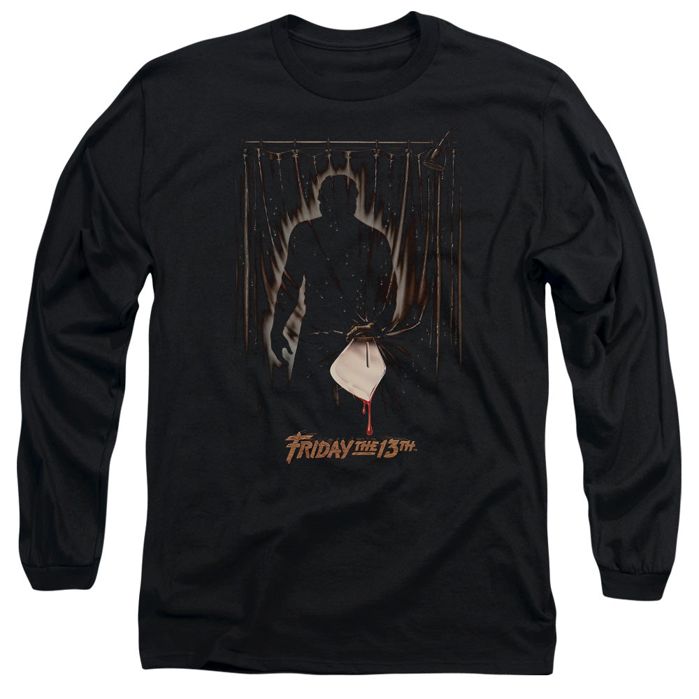 AN OFFCIALLY LICENSED FRIDAY THE 13TH PART 3 POSTER MEN'S LONG SLEEVE T-SHIRT BLACK