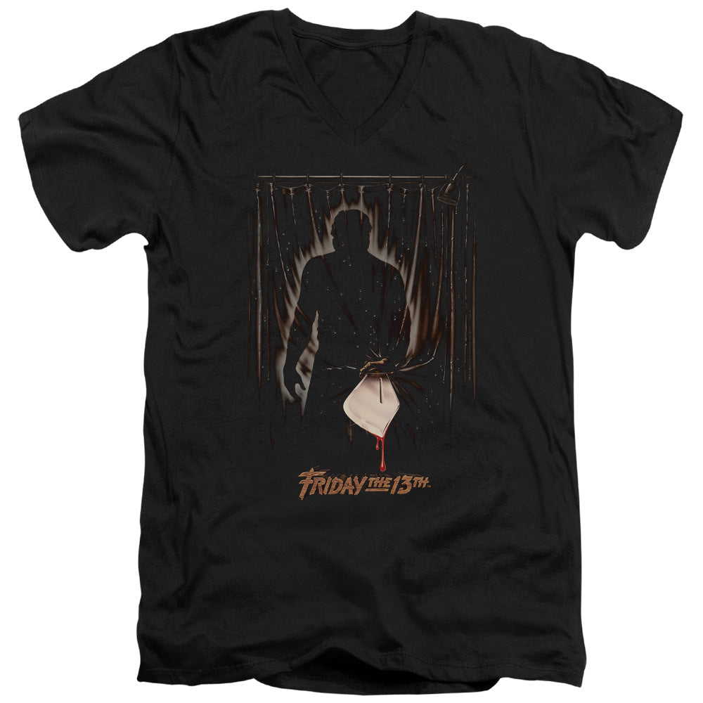 AN OFFCIALLY LICENSED FRIDAY THE 13TH PART 3 POSTER MEN'S V-NECK T-SHIRT BLACK