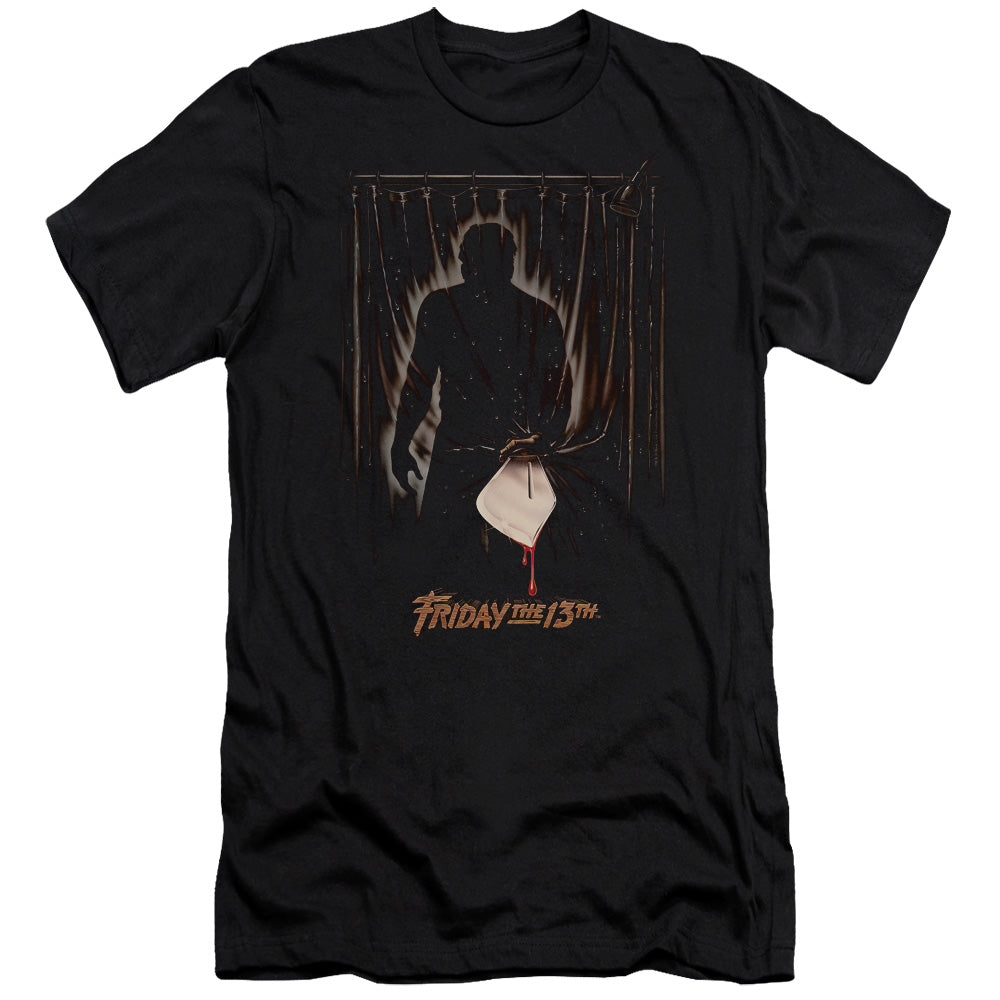AN OFFCIALLY LICENSED FRIDAY THE 13TH PART 3 POSTER MEN'S PREMIUM SLIM FIT T-SHIRT BLACK