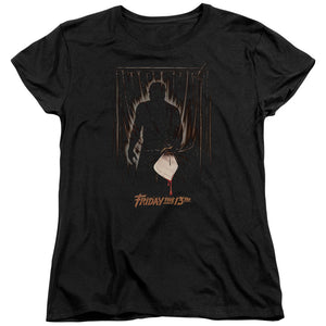 AN OFFCIALLY LICENSED FRIDAY THE 13TH PART 3 POSTER WOMEN'S REGULAR FIT T-SHIRT BLACK
