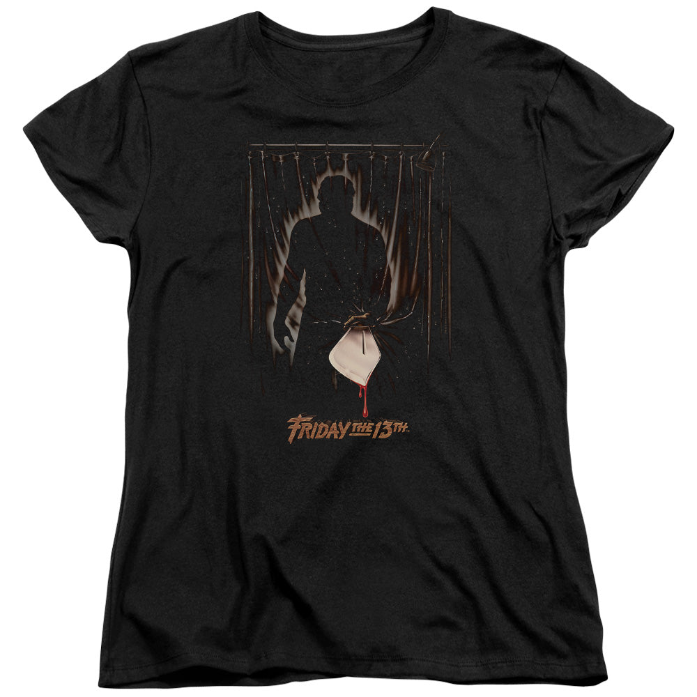 AN OFFCIALLY LICENSED FRIDAY THE 13TH PART 3 POSTER WOMEN'S REGULAR FIT T-SHIRT BLACK