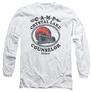 AN OFFCIALLY LICENSED FRIDAY THE 13TH CAMP COUNSELOR MEN'S LONG SLEEVE T-SHIRT WHITE