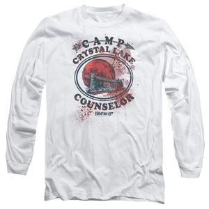 AN OFFCIALLY LICENSED FRIDAY THE 13TH CAMP COUNSELOR VICTIM MEN'S LONG SLEEVE T-SHIRT WHITE