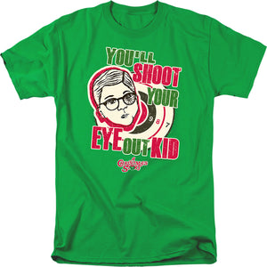 AN OFFCIALLY LICENSED A CHRISTMAS STORY YOULL SHOOT YOUR EYE OUT MEN'S REGULAR FIT T-SHIRT KELLY GREEN