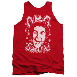 AN OFFCIALLY LICENSED ELF OMG SANTA ADULT UNISEX TANK TOP RED