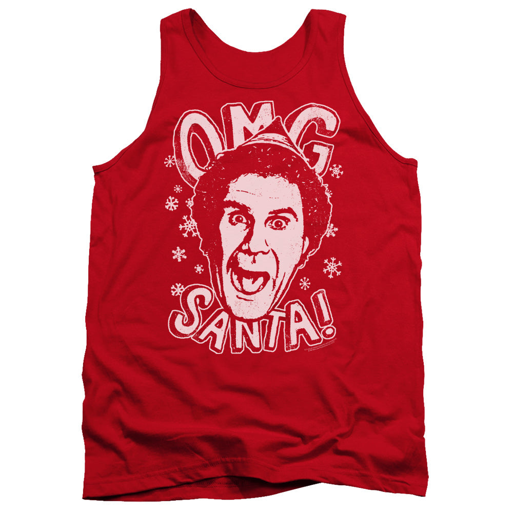 AN OFFCIALLY LICENSED ELF OMG SANTA ADULT UNISEX TANK TOP RED