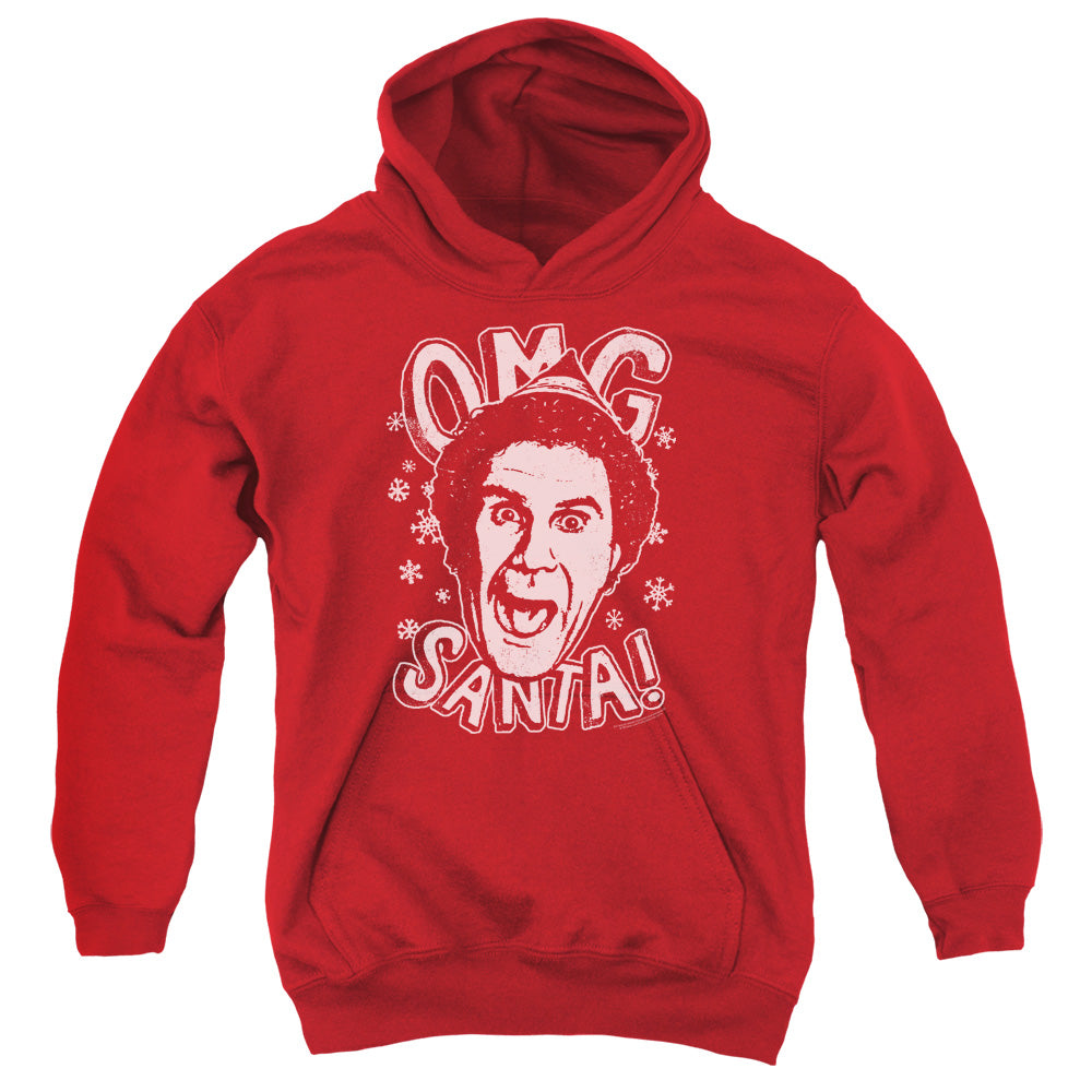 AN OFFCIALLY LICENSED ELF OMG SANTA YOUTH HOODIE RED