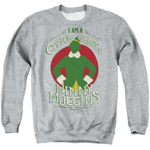 AN OFFCIALLY LICENSED ELF COTTON HEADED ADULT UNISEX CREWNECK SWEATSHIRT ATHLETIC HEATHER