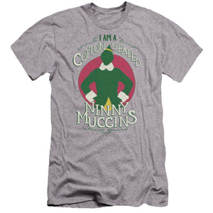 AN OFFCIALLY LICENSED ELF COTTON HEADED MEN'S PREMIUM SLIM FIT T-SHIRT ATHLETIC HEATHER