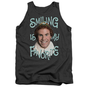 AN OFFCIALLY LICENSED ELF SMILING ADULT UNISEX TANK TOP CHARCOAL