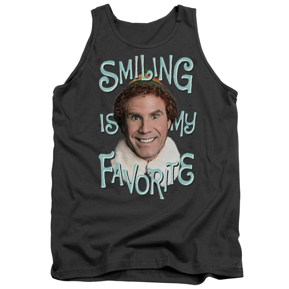 AN OFFCIALLY LICENSED ELF SMILING ADULT UNISEX TANK TOP CHARCOAL