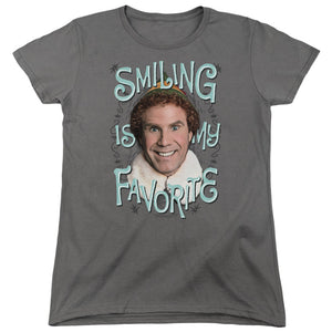 AN OFFCIALLY LICENSED ELF SMILING WOMEN'S REGULAR FIT T-SHIRT BLACK