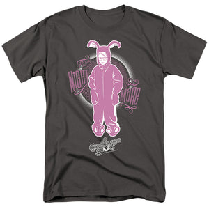 AN OFFCIALLY LICENSED A CHRISTMAS STORY PINK NIGHTMARE MEN'S REGULAR FIT T-SHIRT CHARCOAL