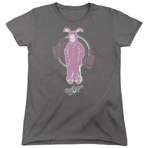 AN OFFCIALLY LICENSED A CHRISTMAS STORY PINK NIGHTMARE WOMEN'S REGULAR FIT T-SHIRT CHARCOAL