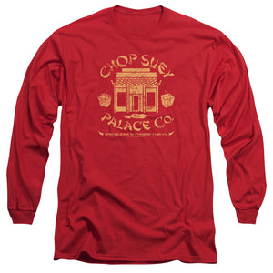AN OFFCIALLY LICENSED A CHRISTMAS STORY CHOP SUEY PALACE CO MEN'S LONG SLEEVE T-SHIRT RED