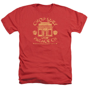 AN OFFCIALLY LICENSED A CHRISTMAS STORY CHOP SUEY PALACE CO MEN'S HEATHER T-SHIRT RED