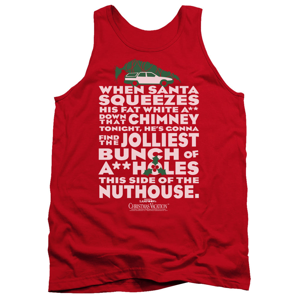 AN OFFCIALLY LICENSED CHRISTMAS VACATION JOLLIEST BUNCH ADULT UNISEX TANK TOP RED