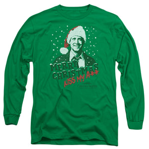 AN OFFCIALLY LICENSED CHRISTMAS VACATION MERRY CHRISTMAS MEN'S LONG SLEEVE T-SHIRT KELLY GREEN