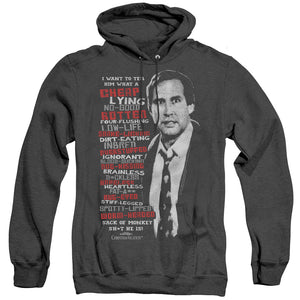 AN OFFCIALLY LICENSED CHRISTMAS VACATION PROFANITIES ADULT UNISEX HEATHER PULLOVER HOODIE BLACK