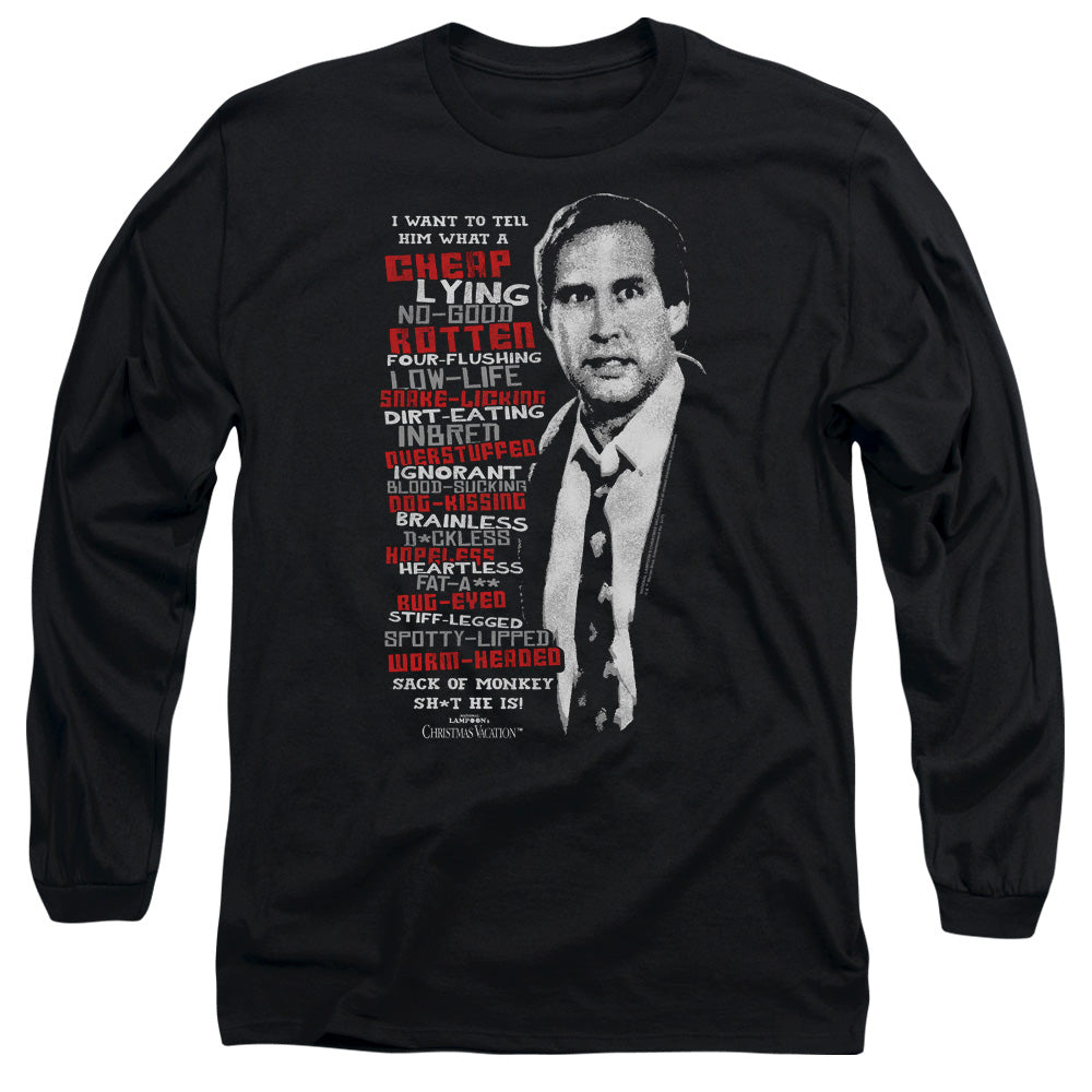 AN OFFCIALLY LICENSED CHRISTMAS VACATION PROFANITIES MEN'S LONG SLEEVE T-SHIRT BLACK