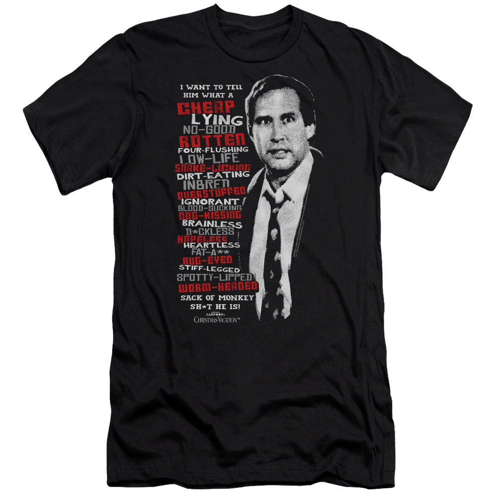 AN OFFCIALLY LICENSED CHRISTMAS VACATION PROFANITIES MEN'S PREMIUM SLIM FIT T-SHIRT BLACK