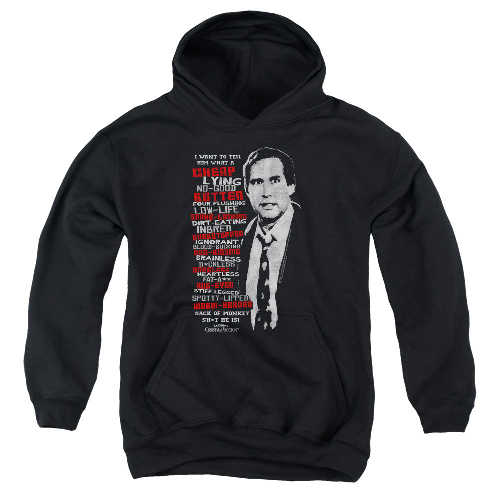 AN OFFCIALLY LICENSED CHRISTMAS VACATION PROFANITIES YOUTH HOODIE BLACK