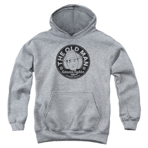 AN OFFCIALLY LICENSED A CHRISTMAS STORY THE OLD MAN YOUTH HOODIE ATHLETIC HEATHER