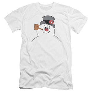 AN OFFCIALLY LICENSED FROSTY THE SNOWMAN FROSTY FACE MEN'S PREMIUM SLIM FIT T-SHIRT WHITE