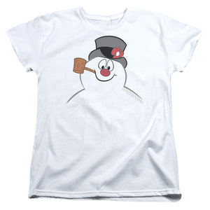 AN OFFCIALLY LICENSED FROSTY THE SNOWMAN FROSTY FACE WOMEN'S REGULAR FIT T-SHIRT WHITE