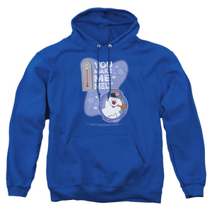AN OFFCIALLY LICENSED FROSTY THE SNOWMAN MELT ADULT UNISEX PULLOVER HOODIE ROYAL