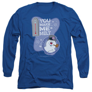 AN OFFCIALLY LICENSED FROSTY THE SNOWMAN MELT MEN'S LONG SLEEVE T-SHIRT ROYAL