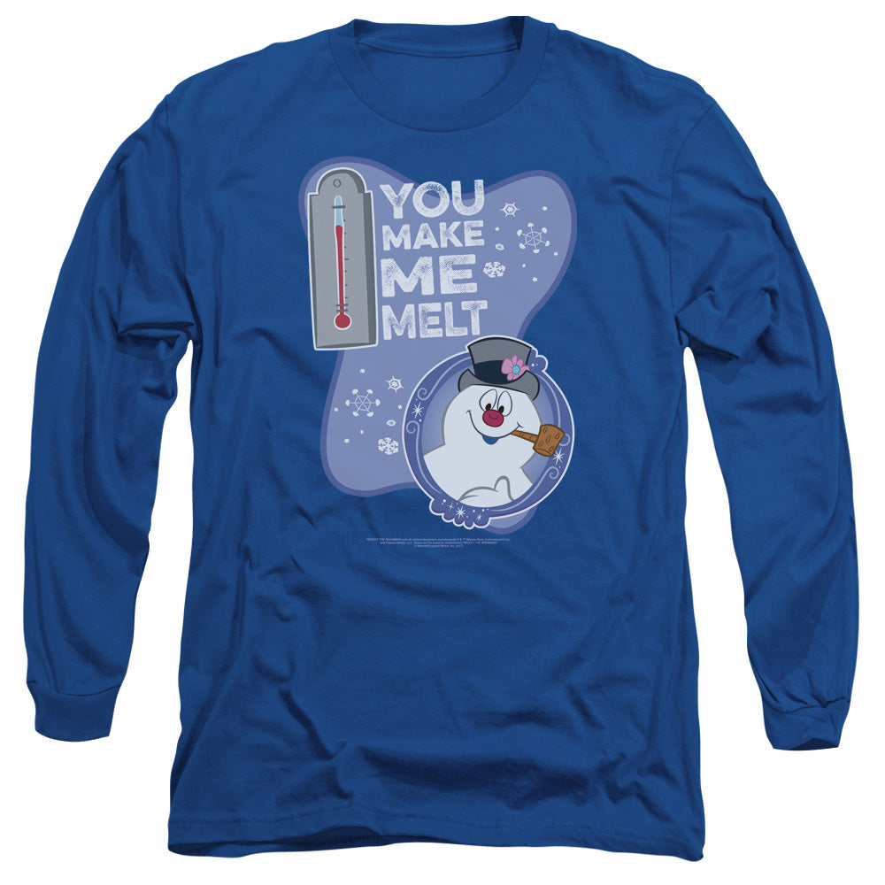 AN OFFCIALLY LICENSED FROSTY THE SNOWMAN MELT MEN'S LONG SLEEVE T-SHIRT ROYAL