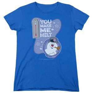 AN OFFCIALLY LICENSED FROSTY THE SNOWMAN MELT WOMEN'S REGULAR FIT T-SHIRT ROYAL