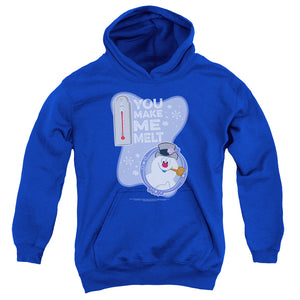 AN OFFCIALLY LICENSED FROSTY THE SNOWMAN MELT YOUTH HOODIE ROYAL